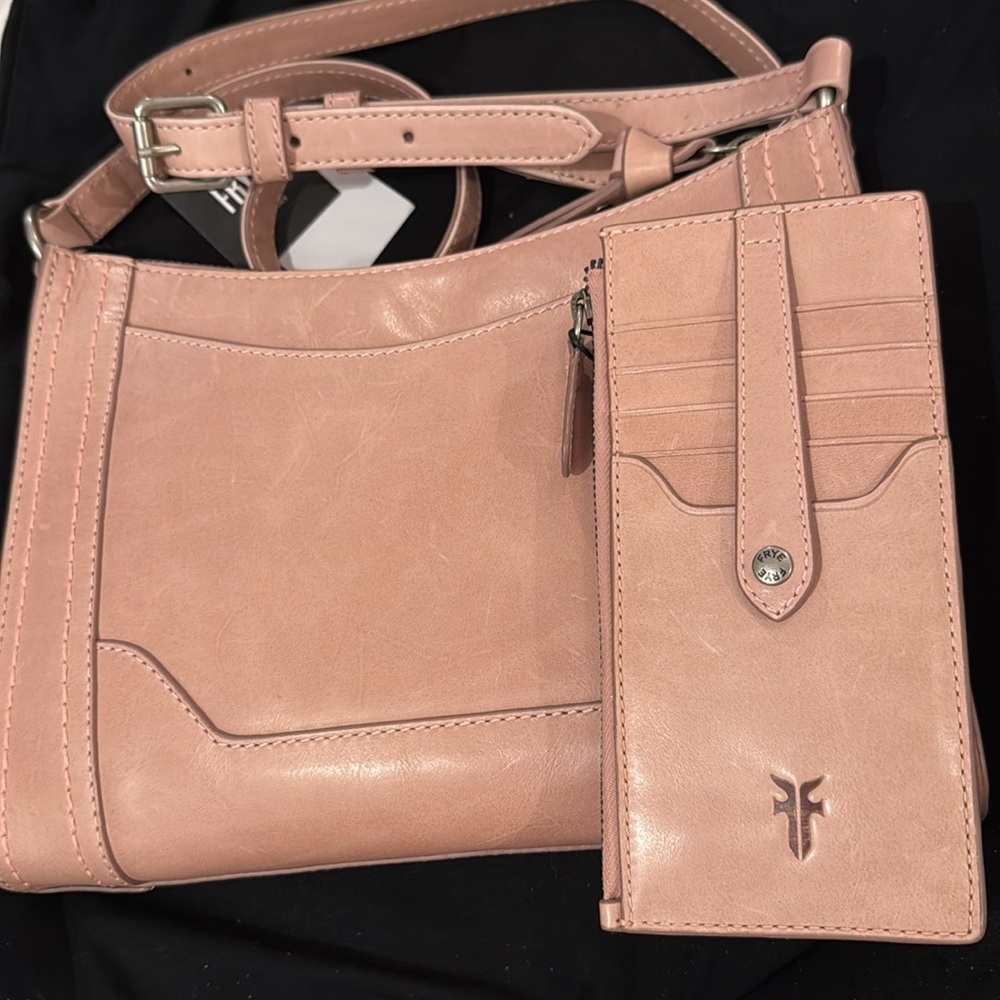 FRYE MELISSA WOODROSE PINK CROSSBODY BAG PLUS CARD WALLET 2-piece NWT